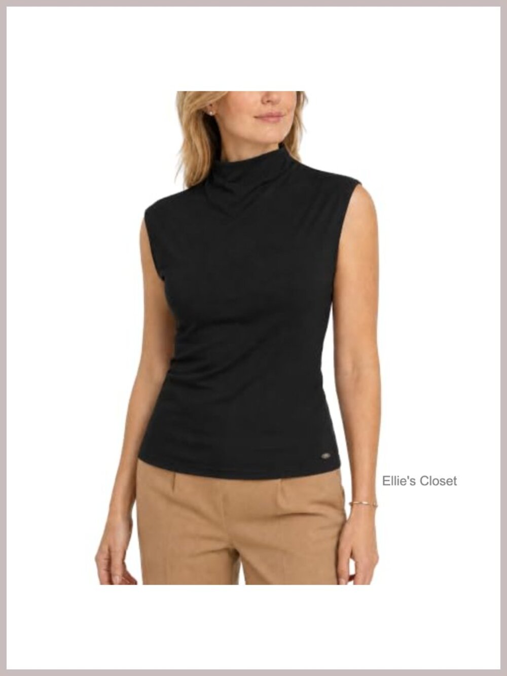 Women's Fitted Mock Neck Sleeveless Ribbed Knit Tank Top